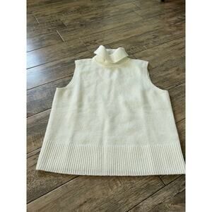 Talbots Women's White Turtleneck Sleeveless Sweater Shell Size Medium